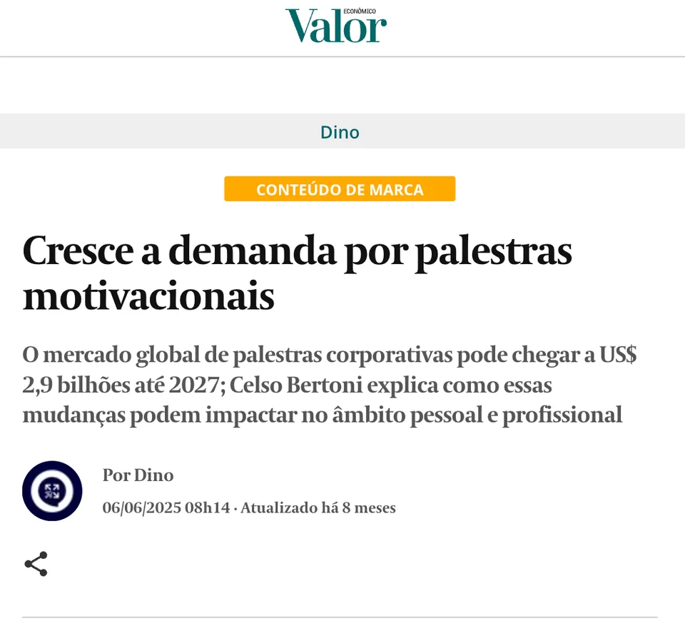 Valor Econômico: Cresce a demanda por palestras motivacionais: mercado global pode chegar a US$ 2,9 bi até 2027
